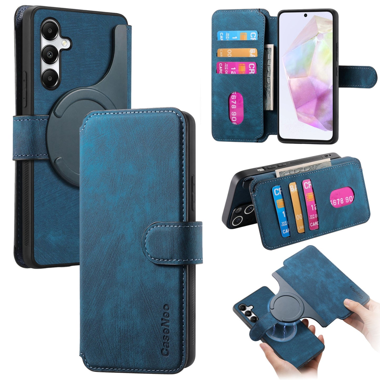 Samsung Galaxy A35 5G Retro Leather Phone Case with Enhanced MagSafe Wireless Charging, RFID Anti-theft Protection, Kickstand & Magnetic Lock Wallet Cover