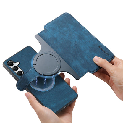 Samsung Galaxy A35 5G Retro Leather Phone Case with Enhanced MagSafe Wireless Charging, RFID Anti-theft Protection, Kickstand & Magnetic Lock Wallet Cover