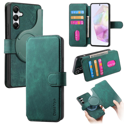 Samsung Galaxy A35 5G Retro Leather Phone Case with Enhanced MagSafe Wireless Charging, RFID Anti-theft Protection, Kickstand & Magnetic Lock Wallet Cover