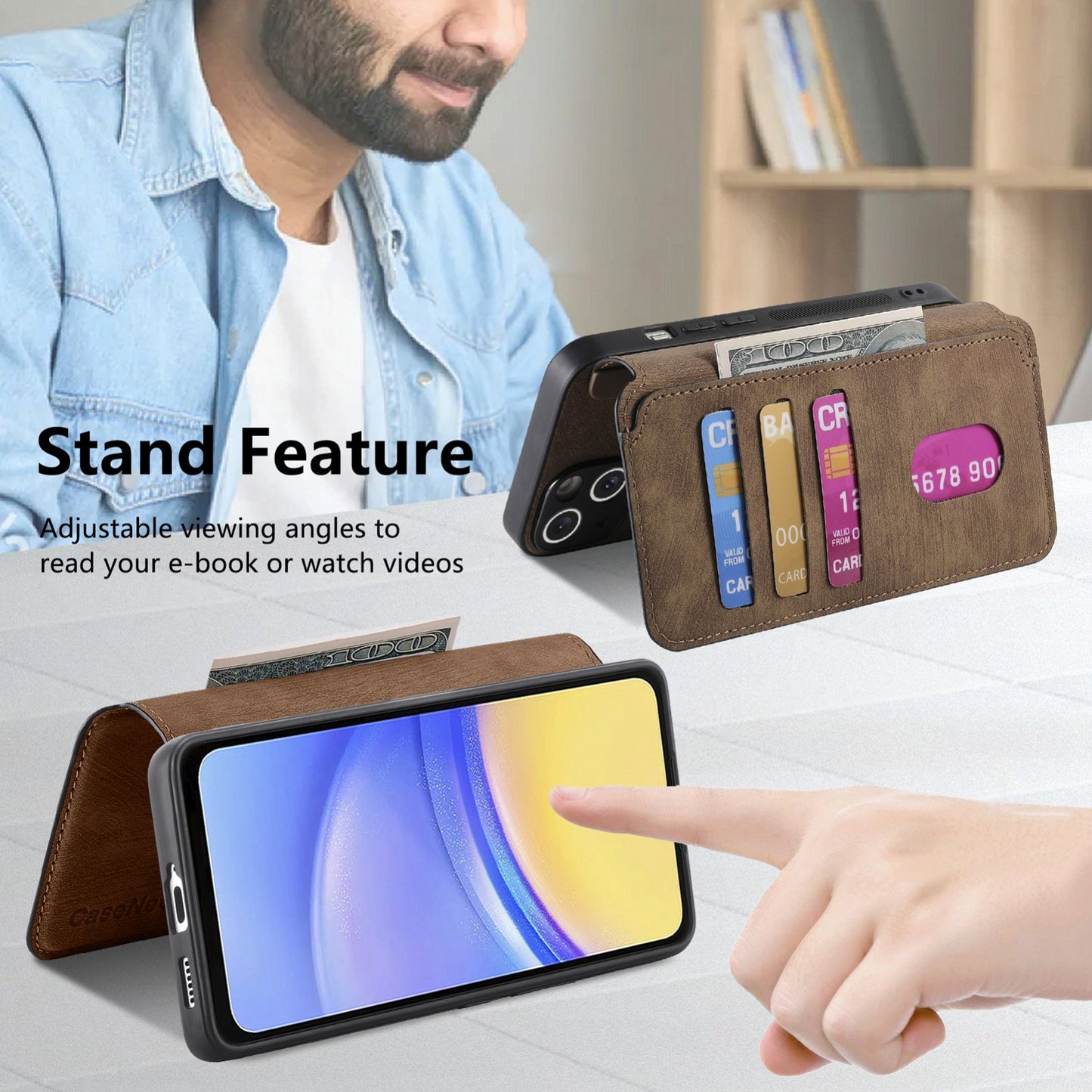 Samsung Galaxy A15 5G Retro Leather Phone Case with Enhanced MagSafe Wireless Charging, RFID Anti-theft Protection, Kickstand & Magnetic Lock Wallet Cover