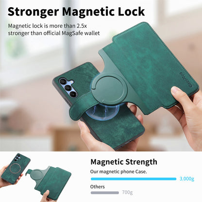 Samsung Galaxy A15 5G Retro Leather Phone Case with Enhanced MagSafe Wireless Charging, RFID Anti-theft Protection, Kickstand & Magnetic Lock Wallet Cover