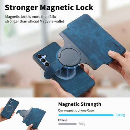 Samsung Galaxy A25 5G Retro Leather Phone Case with Enhanced MagSafe Wireless Charging, RFID Anti-theft Protection, Kickstand & Magnetic Lock Wallet Cover