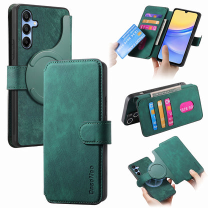 Samsung Galaxy A25 5G Retro Leather Phone Case with Enhanced MagSafe Wireless Charging, RFID Anti-theft Protection, Kickstand & Magnetic Lock Wallet Cover