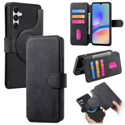 Samsung Galaxy A05s Retro Leather Phone Case with Enhanced MagSafe Wireless Charging, RFID Anti-theft Protection, Kickstand & Magnetic Lock Wallet Cover