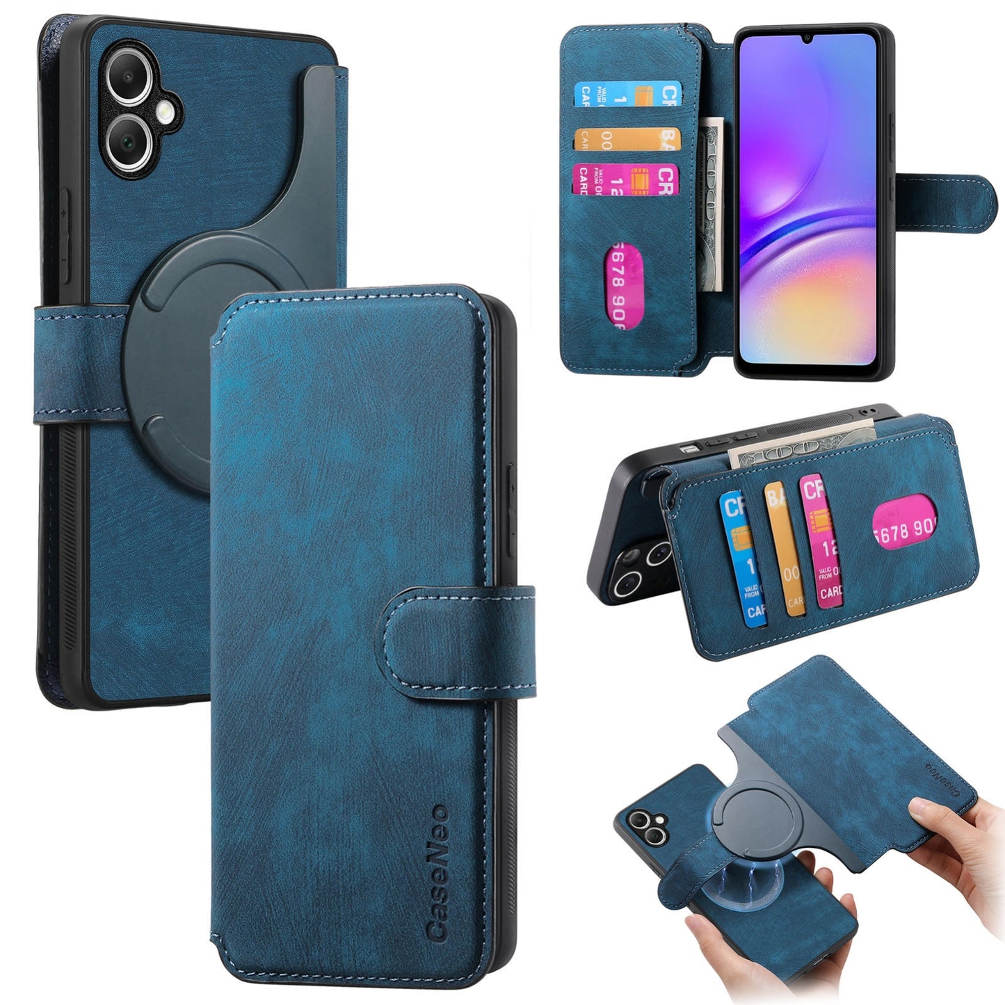 Samsung Galaxy A05 Retro Leather Phone Case with Enhanced MagSafe Wireless Charging, RFID Anti-theft Protection, Kickstand & Magnetic Lock Wallet Cover