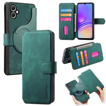 Samsung Galaxy A05 Retro Leather Phone Case with Enhanced MagSafe Wireless Charging, RFID Anti-theft Protection, Kickstand & Magnetic Lock Wallet Cover