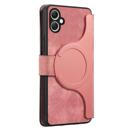 Samsung Galaxy A05 Retro Leather Phone Case with Enhanced MagSafe Wireless Charging, RFID Anti-theft Protection, Kickstand & Magnetic Lock Wallet Cover