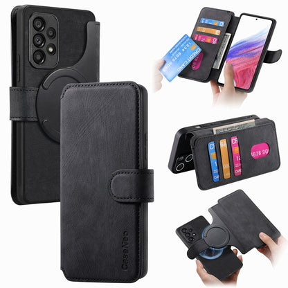 Samsung Galaxy A53 5G Retro Leather Phone Case with Enhanced MagSafe Wireless Charging, RFID Anti-theft Protection, Kickstand & Magnetic Lock Wallet Cover