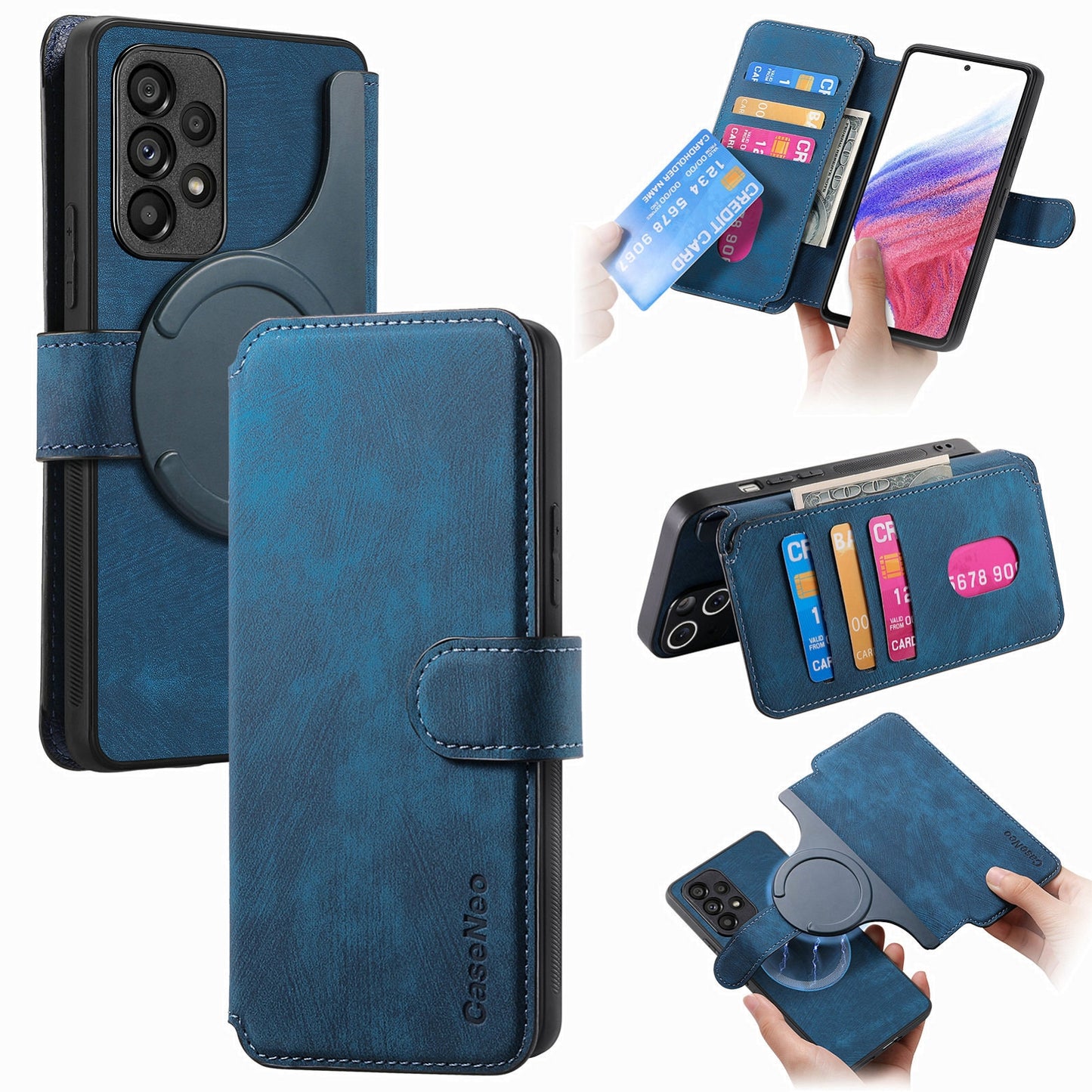 Samsung Galaxy A53 5G Retro Leather Phone Case with Enhanced MagSafe Wireless Charging, RFID Anti-theft Protection, Kickstand & Magnetic Lock Wallet Cover