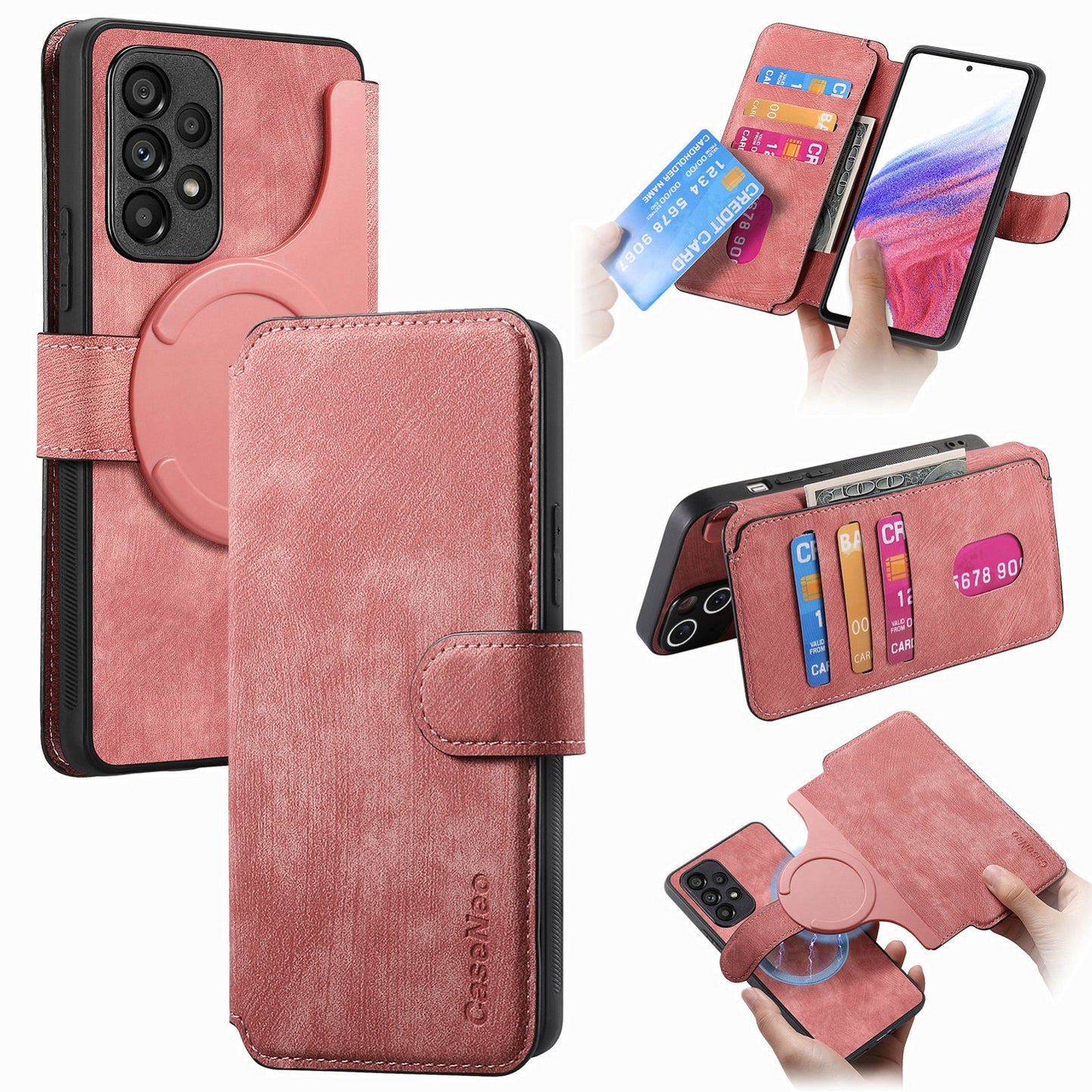 Samsung Galaxy A53 5G Retro Leather Phone Case with Enhanced MagSafe Wireless Charging, RFID Anti-theft Protection, Kickstand & Magnetic Lock Wallet Cover