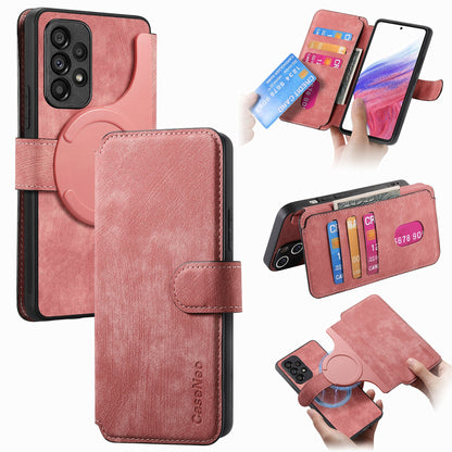 Samsung Galaxy A53 5G Retro Leather Phone Case with Enhanced MagSafe Wireless Charging, RFID Anti-theft Protection, Kickstand & Magnetic Lock Wallet Cover