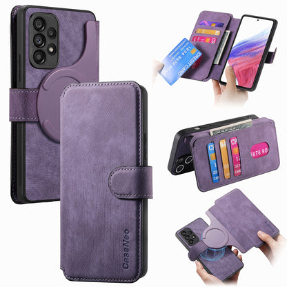 Samsung Galaxy A53 5G Retro Leather Phone Case with Enhanced MagSafe Wireless Charging, RFID Anti-theft Protection, Kickstand & Magnetic Lock Wallet Cover