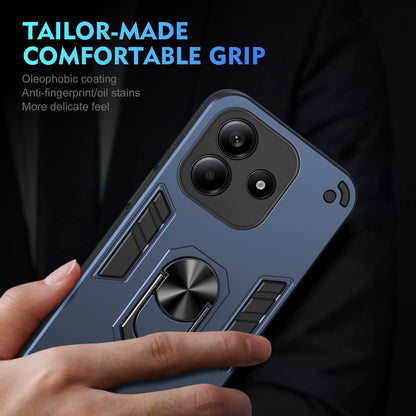 Shockproof Redmi Note 14 5G Phone Case with 360° Rotatable Metal Ring Holder, Magnetic Car Mount Stand, Ultra-Thin PC & Silicone Protection Cover