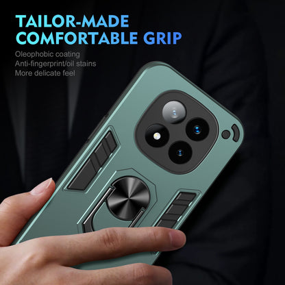 Shockproof Redmi Note 14 Pro+ 5G Phone Case with 360° Rotatable Metal Ring Holder, Magnetic Car Mount Stand, Ultra-Thin PC & Silicone Protection Cover