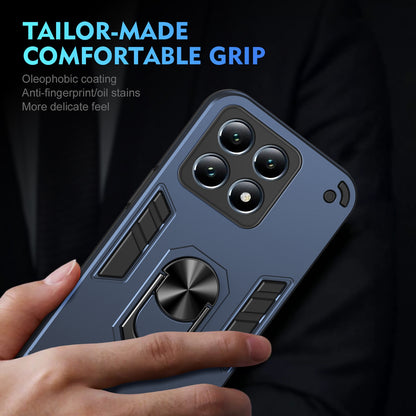 Shockproof Xiaomi 14T Pro Phone Case with 360° Rotatable Metal Ring Holder, Magnetic Car Mount Stand, Ultra-Thin PC & Silicone Protection Cover