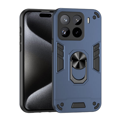 Shockproof Xiaomi 15 Pro Phone Case with 360° Rotatable Metal Ring Holder, Magnetic Car Mount Stand, Ultra-Thin PC & Silicone Protection Cover