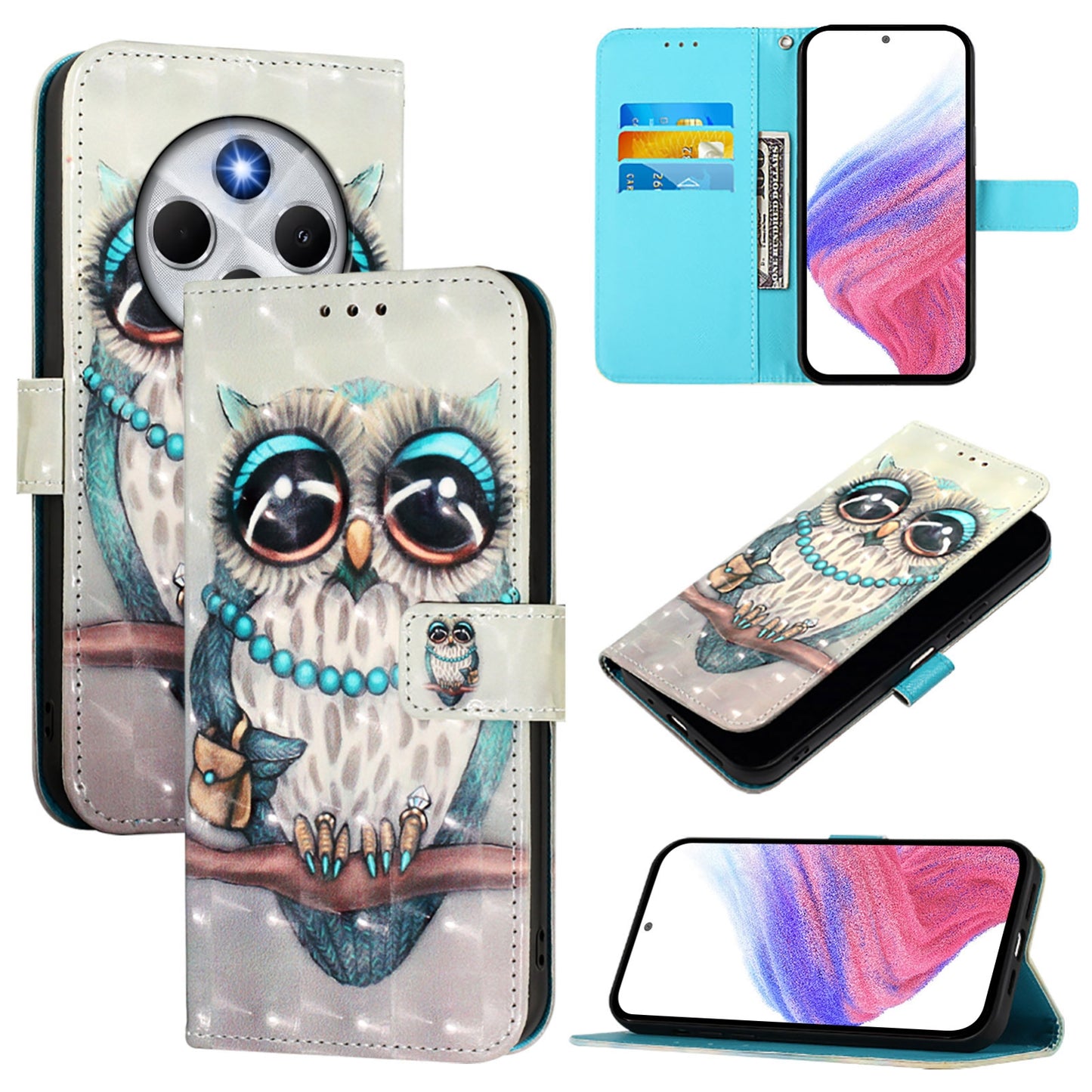Redmi 14C 4G Leather Flip Phone Case with 3D Painted Design, Card Holder, Wallet & Stand Function - Durable Protection & Easy Access