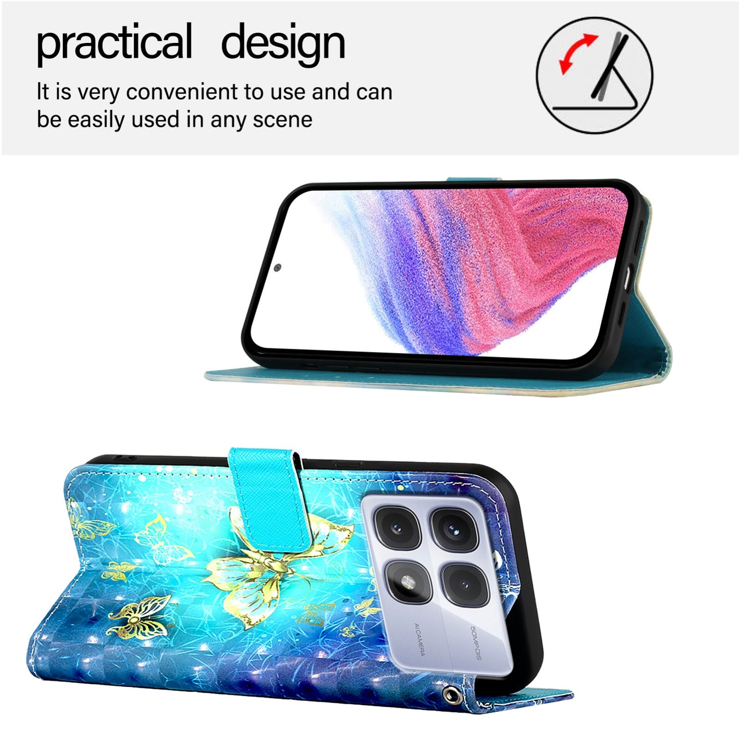 Redmi K70 Ultra 5G Global Leather Flip Phone Case with 3D Painted Design, Card Holder, Wallet & Stand Function - Durable Protection & Easy Access