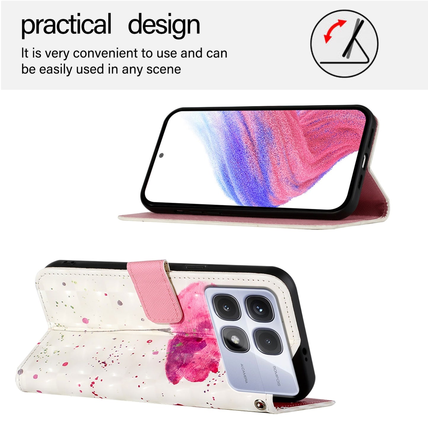Redmi K70 Ultra 5G Global Leather Flip Phone Case with 3D Painted Design, Card Holder, Wallet & Stand Function - Durable Protection & Easy Access