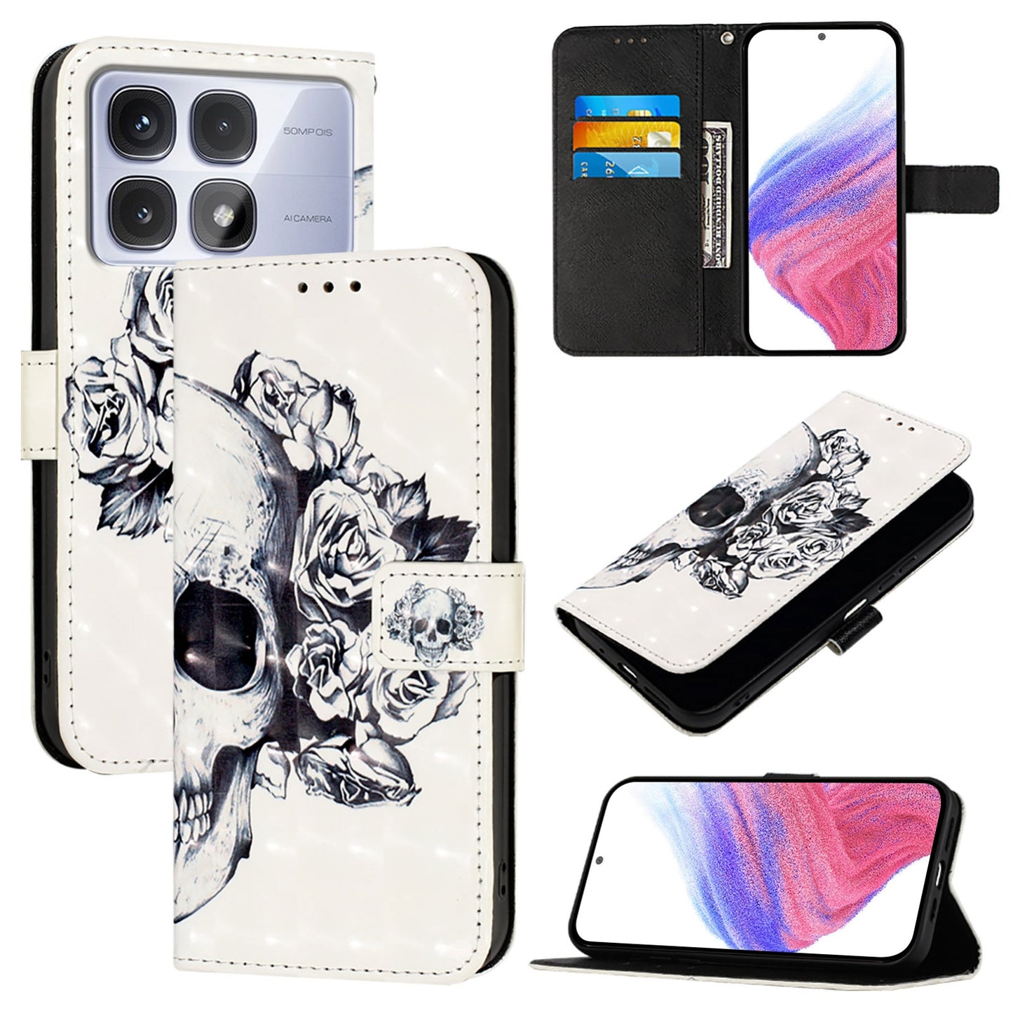Redmi K70 Ultra 5G Global Leather Flip Phone Case with 3D Painted Design, Card Holder, Wallet & Stand Function - Durable Protection & Easy Access