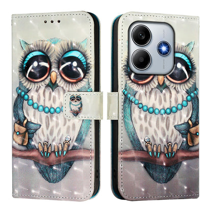 Redmi Note 14 5G Leather Flip Phone Case with 3D Painted Design, Card Holder, Wallet & Stand Function - Durable Protection & Easy Access