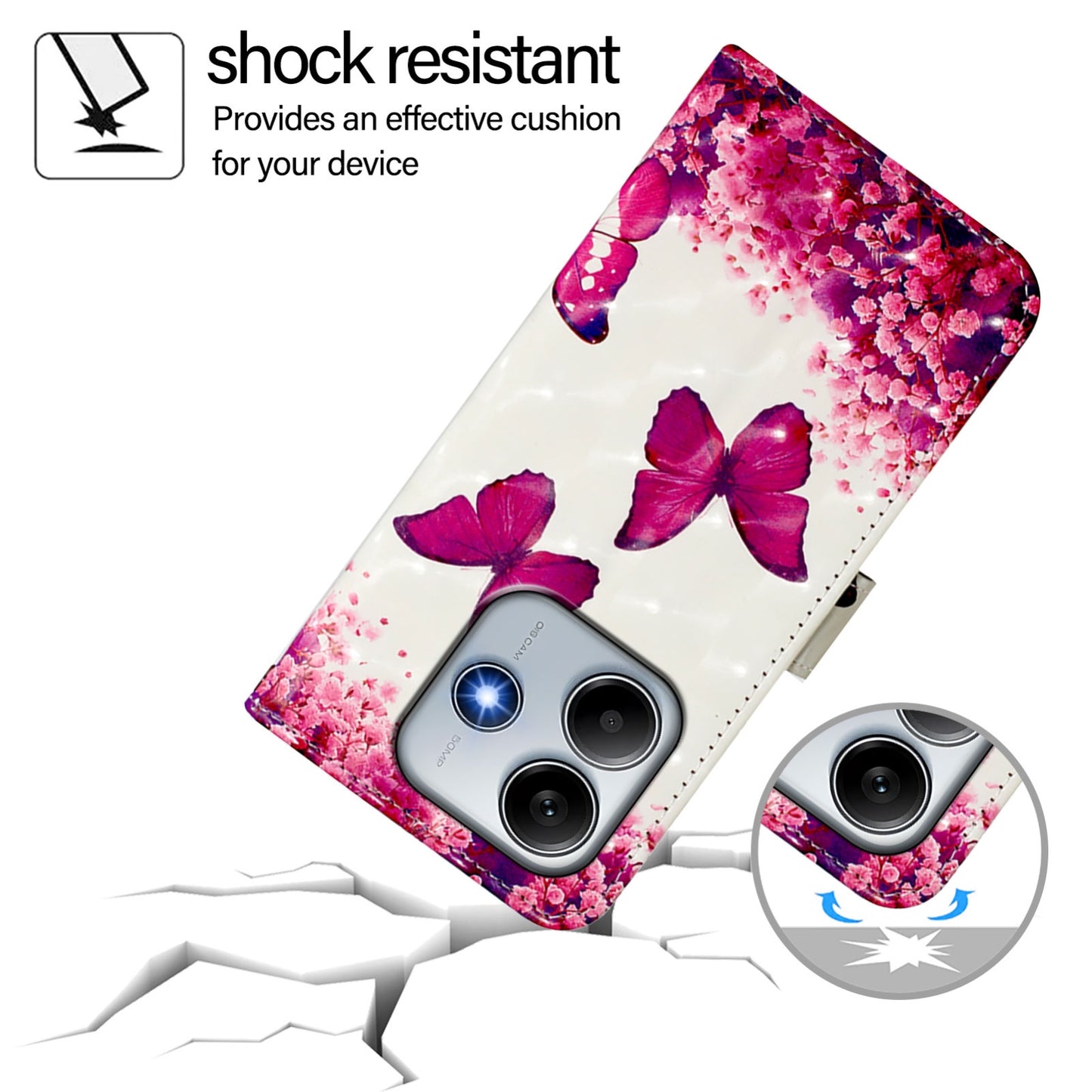 Redmi Note 14 5G Leather Flip Phone Case with 3D Painted Design, Card Holder, Wallet & Stand Function - Durable Protection & Easy Access