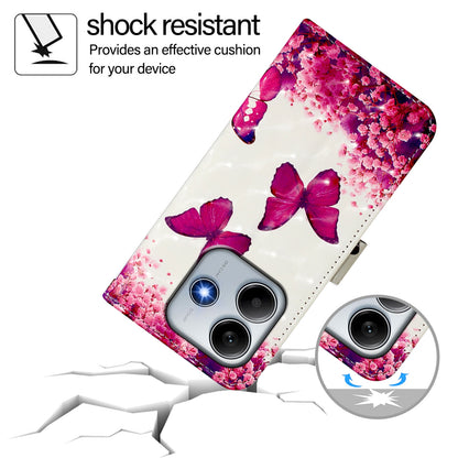 Redmi Note 14 5G Leather Flip Phone Case with 3D Painted Design, Card Holder, Wallet & Stand Function - Durable Protection & Easy Access