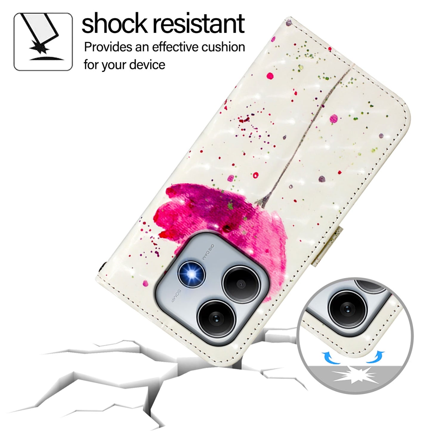 Redmi Note 14 5G Leather Flip Phone Case with 3D Painted Design, Card Holder, Wallet & Stand Function - Durable Protection & Easy Access