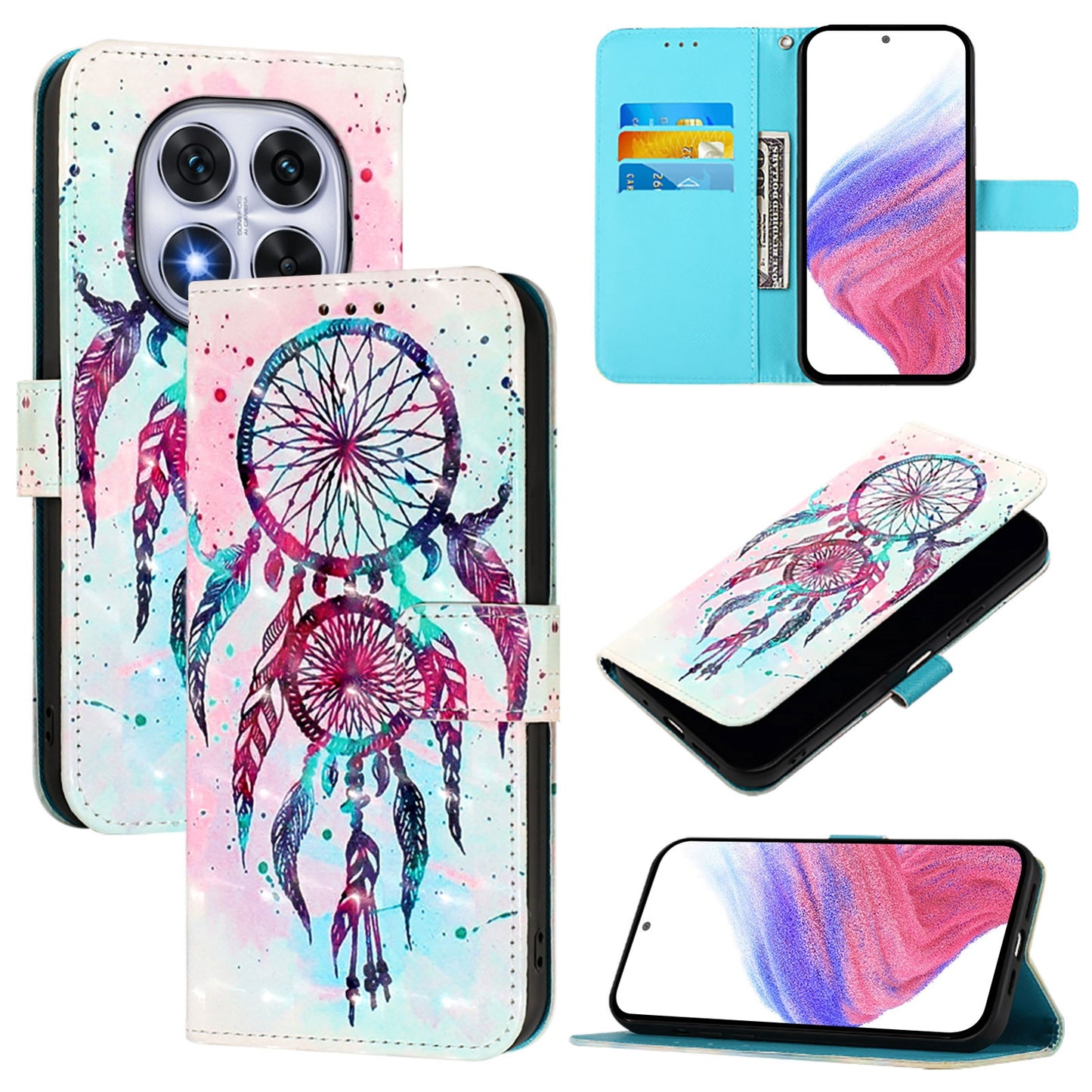 Redmi 14 Pro+ 5G Leather Flip Phone Case with 3D Painted Design, Card Holder, Wallet & Stand Function - Durable Protection & Easy Access