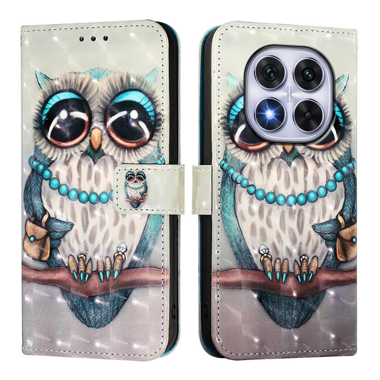 Redmi 14 Pro+ 5G Leather Flip Phone Case with 3D Painted Design, Card Holder, Wallet & Stand Function - Durable Protection & Easy Access