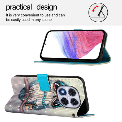Redmi Note 14 Pro 5G Leather Flip Phone Case with 3D Painted Design, Card Holder, Wallet & Stand Function - Durable Protection & Easy Access