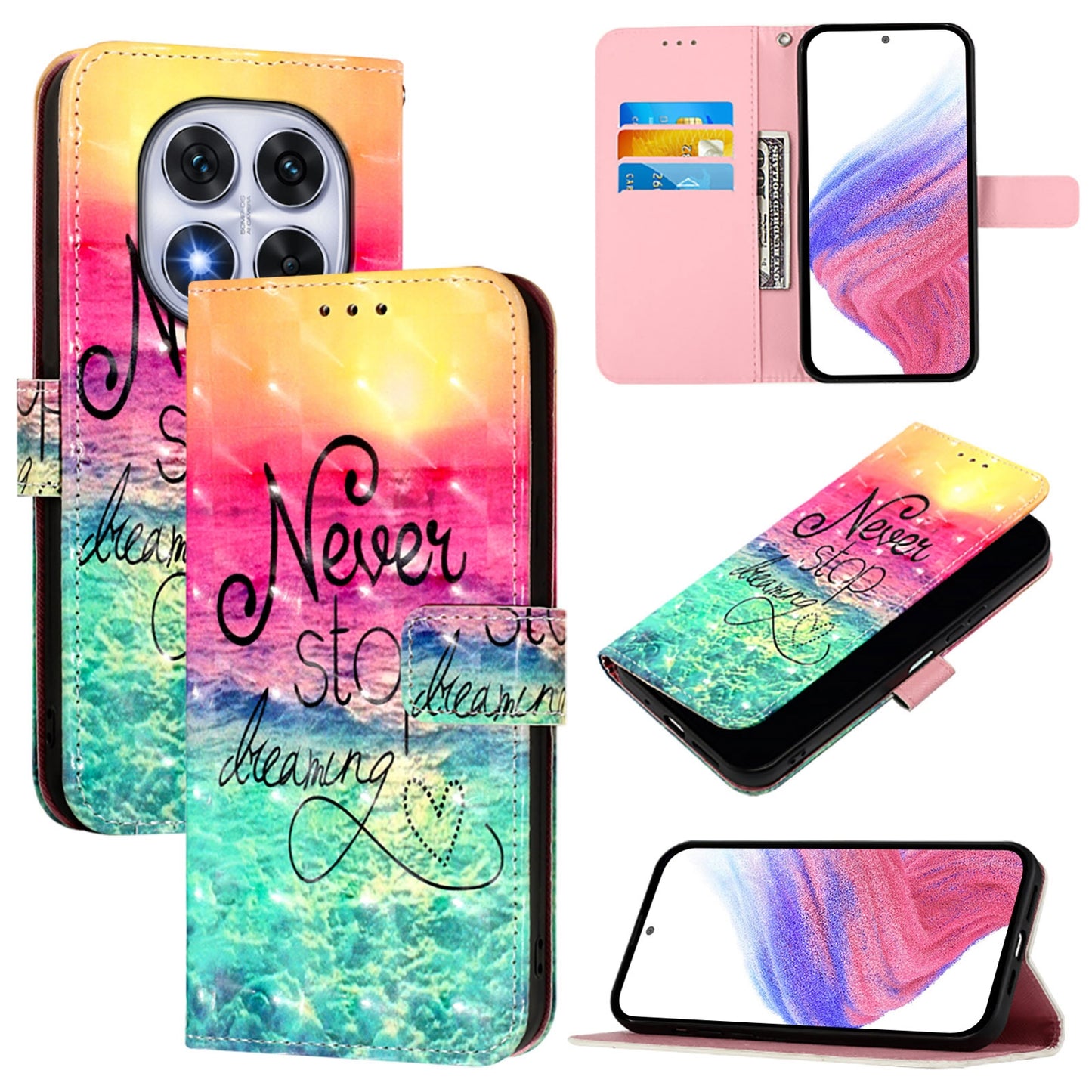 Redmi Note 14 Pro 5G Leather Flip Phone Case with 3D Painted Design, Card Holder, Wallet & Stand Function - Durable Protection & Easy Access