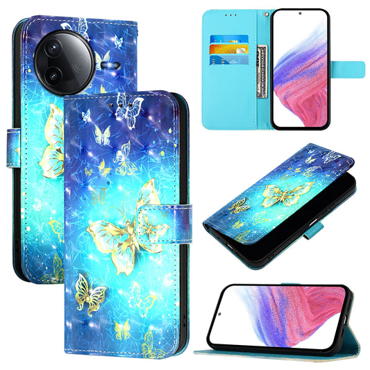 Redmi K80 Leather Flip Phone Case with 3D Painted Design, Card Holder, Wallet & Stand Function - Durable Protection & Easy Access