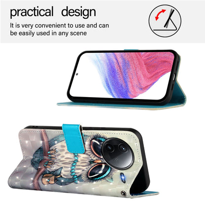 Redmi K80 Leather Flip Phone Case with 3D Painted Design, Card Holder, Wallet & Stand Function - Durable Protection & Easy Access