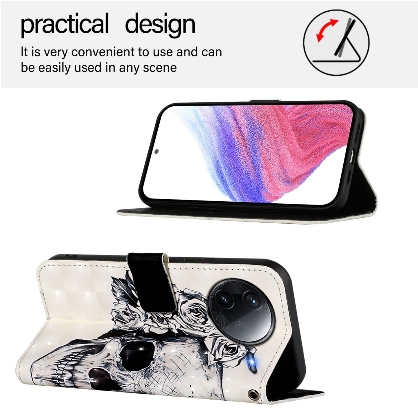 Redmi K80 Pro Leather Flip Phone Case with 3D Painted Design, Card Holder, Wallet & Stand Function - Durable Protection & Easy Access