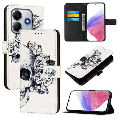 Redmi Note 14 4G 163.25mm Leather Flip Phone Case with 3D Painted Design, Card Holder, Wallet & Stand Function - Durable Protection & Easy Access