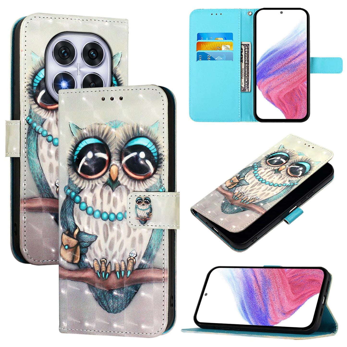 Redmi Note 14 Pro 4G Leather Flip Phone Case with 3D Painted Design, Card Holder, Wallet & Stand Function - Durable Protection & Easy Access