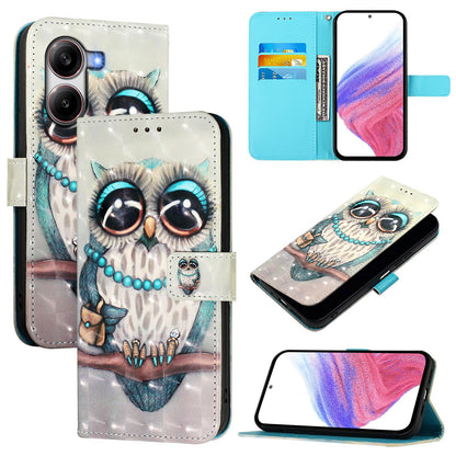 Redmi Turbo 4 Leather Flip Phone Case with 3D Painted Design, Card Holder, Wallet & Stand Function - Durable Protection & Easy Access