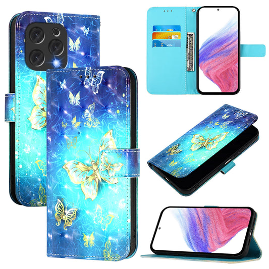 Doogee N55 Plus Leather Flip Phone Case with 3D Painted Design, Card Holder, Wallet & Stand Function - Durable Protection & Easy Access