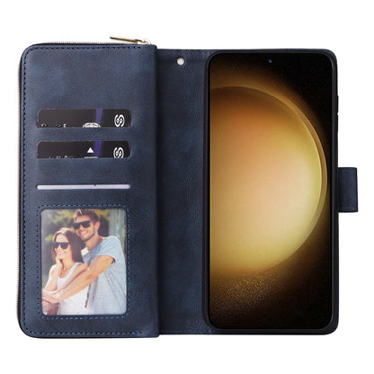 Samsung Galaxy S25+ 5G Leather Wallet Case with 9 Card Slots, Zipped Cash Pocket & Kickstand - Premium PU TPU Protective Cover with Wrist Strap