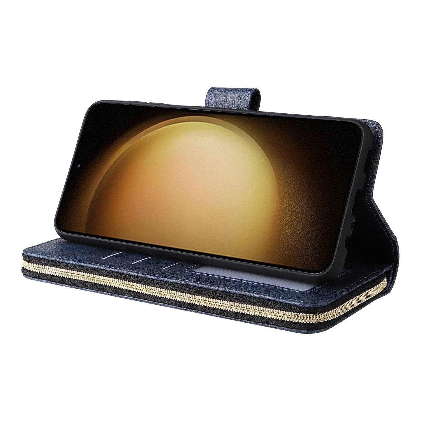 Samsung Galaxy S25+ 5G Leather Wallet Case with 9 Card Slots, Zipped Cash Pocket & Kickstand - Premium PU TPU Protective Cover with Wrist Strap