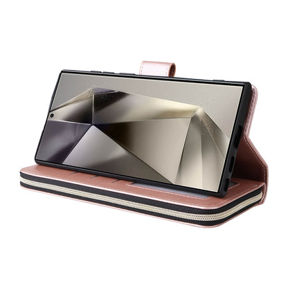 Samsung Galaxy S25 Ultra 5G Leather Wallet Case with 9 Card Slots, Zipped Cash Pocket & Kickstand - Premium PU TPU Protective Cover with Wrist Strap