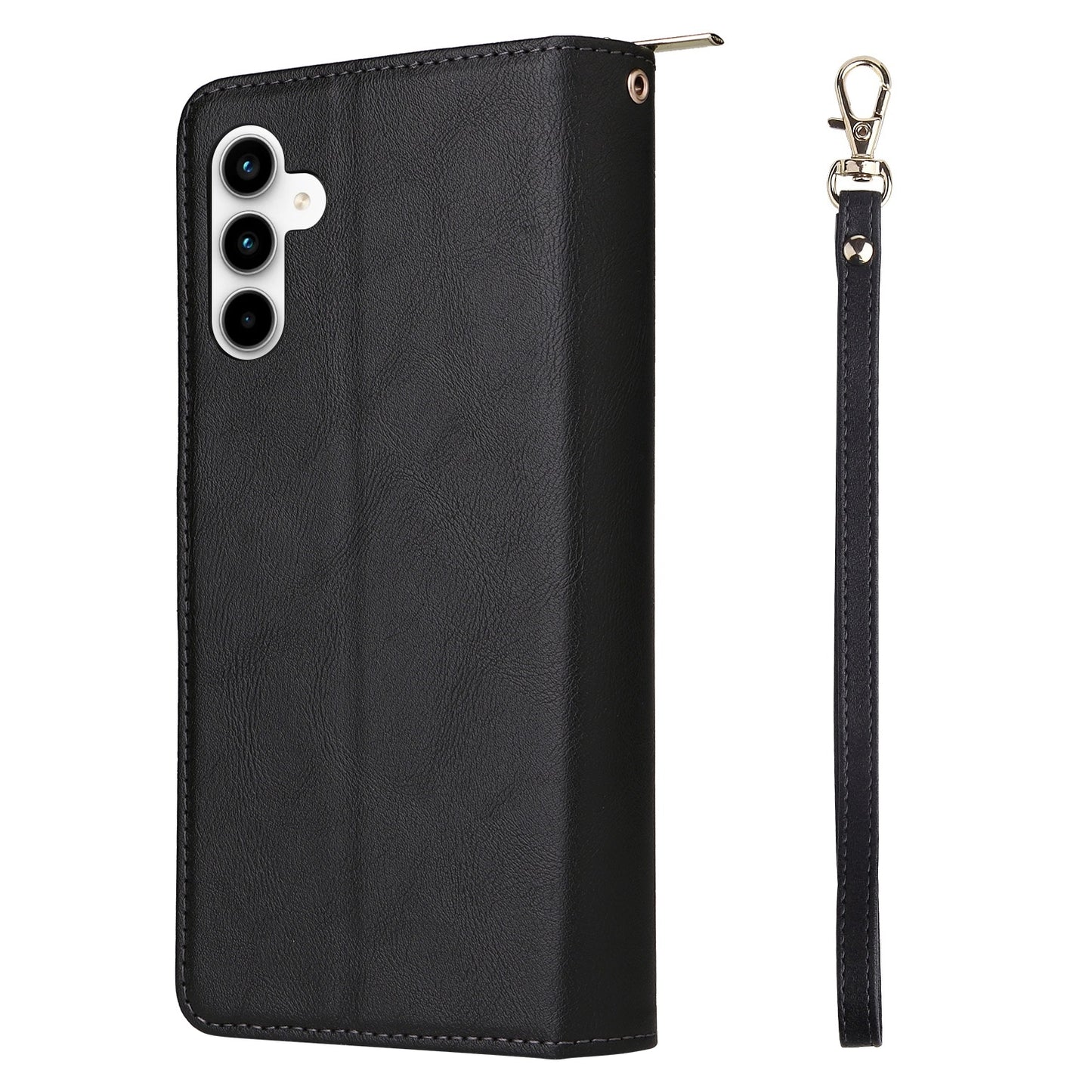 Samsung Galaxy A35 5G Leather Wallet Case with 9 Card Slots, Zipped Cash Pocket & Kickstand - Premium PU TPU Protective Cover with Wrist Strap