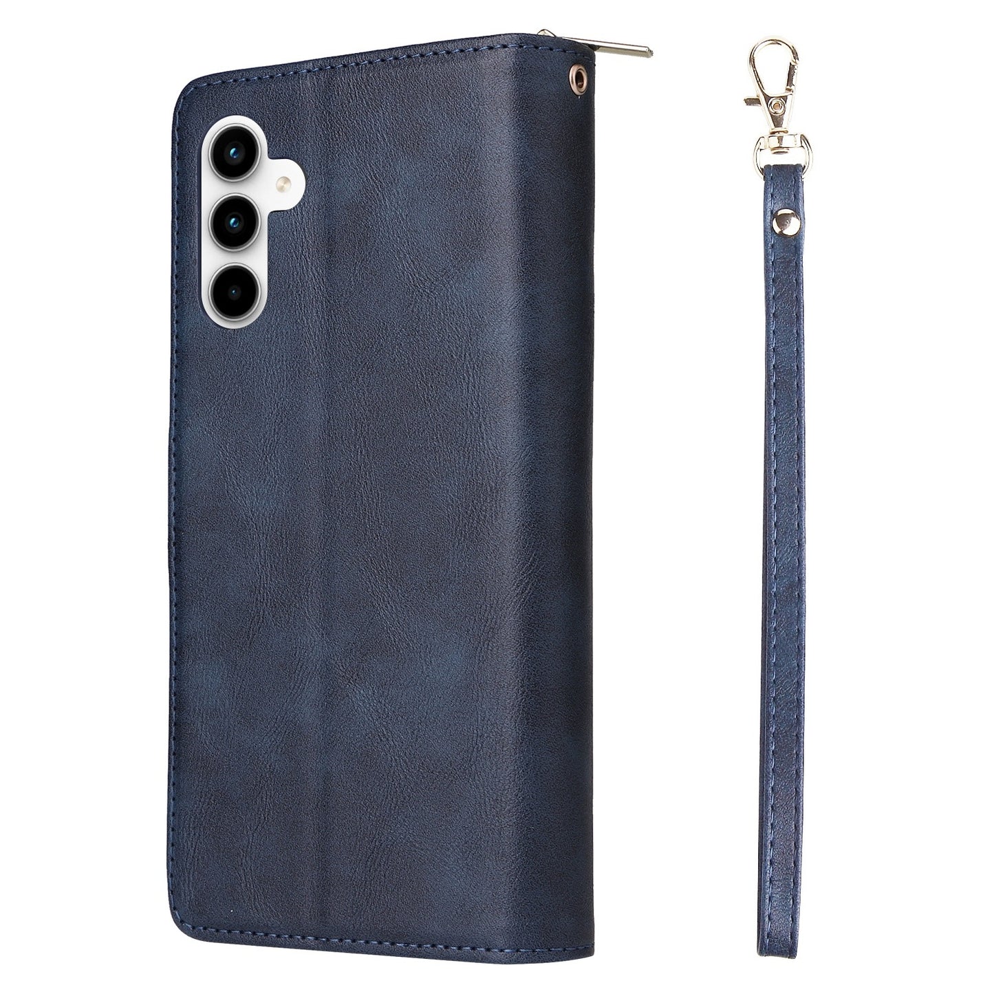 Samsung Galaxy A35 5G Leather Wallet Case with 9 Card Slots, Zipped Cash Pocket & Kickstand - Premium PU TPU Protective Cover with Wrist Strap