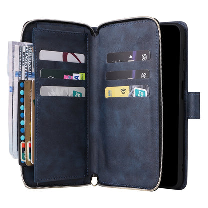 Samsung Galaxy A35 5G Leather Wallet Case with 9 Card Slots, Zipped Cash Pocket & Kickstand - Premium PU TPU Protective Cover with Wrist Strap