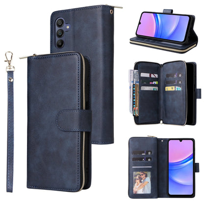 Samsung Galaxy A16 5G Leather Wallet Case with 9 Card Slots, Zipped Cash Pocket & Kickstand - Premium PU TPU Protective Cover with Wrist Strap