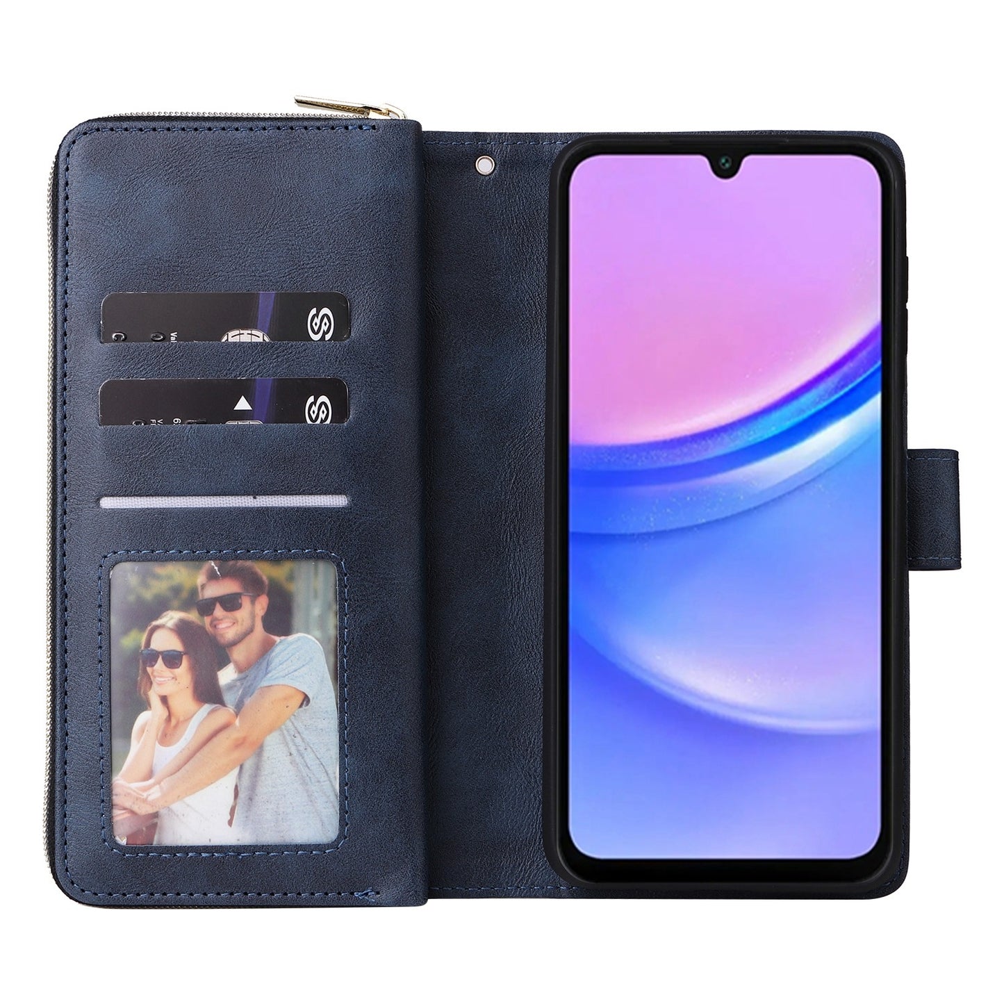 Samsung Galaxy A16 5G Leather Wallet Case with 9 Card Slots, Zipped Cash Pocket & Kickstand - Premium PU TPU Protective Cover with Wrist Strap