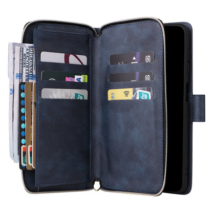 Samsung Galaxy A16 5G Leather Wallet Case with 9 Card Slots, Zipped Cash Pocket & Kickstand - Premium PU TPU Protective Cover with Wrist Strap