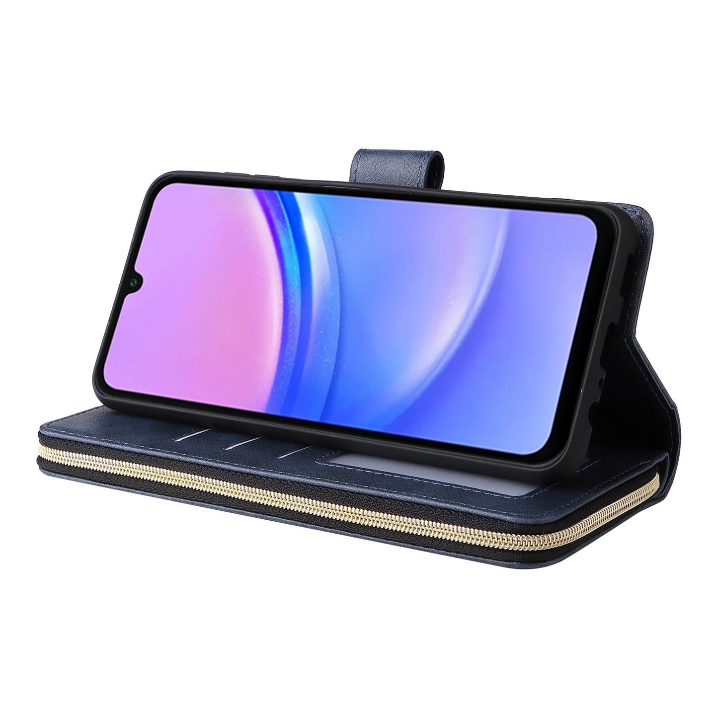 Samsung Galaxy A16 5G Leather Wallet Case with 9 Card Slots, Zipped Cash Pocket & Kickstand - Premium PU TPU Protective Cover with Wrist Strap