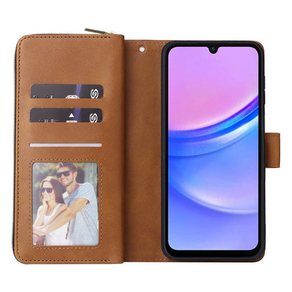 Samsung Galaxy A16 5G Leather Wallet Case with 9 Card Slots, Zipped Cash Pocket & Kickstand - Premium PU TPU Protective Cover with Wrist Strap